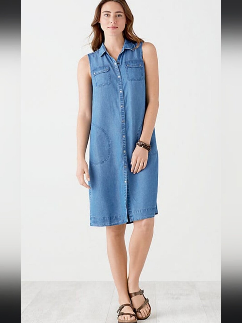 J. Jill Sleeveless Light Blue Denim Midi Dress Size L
